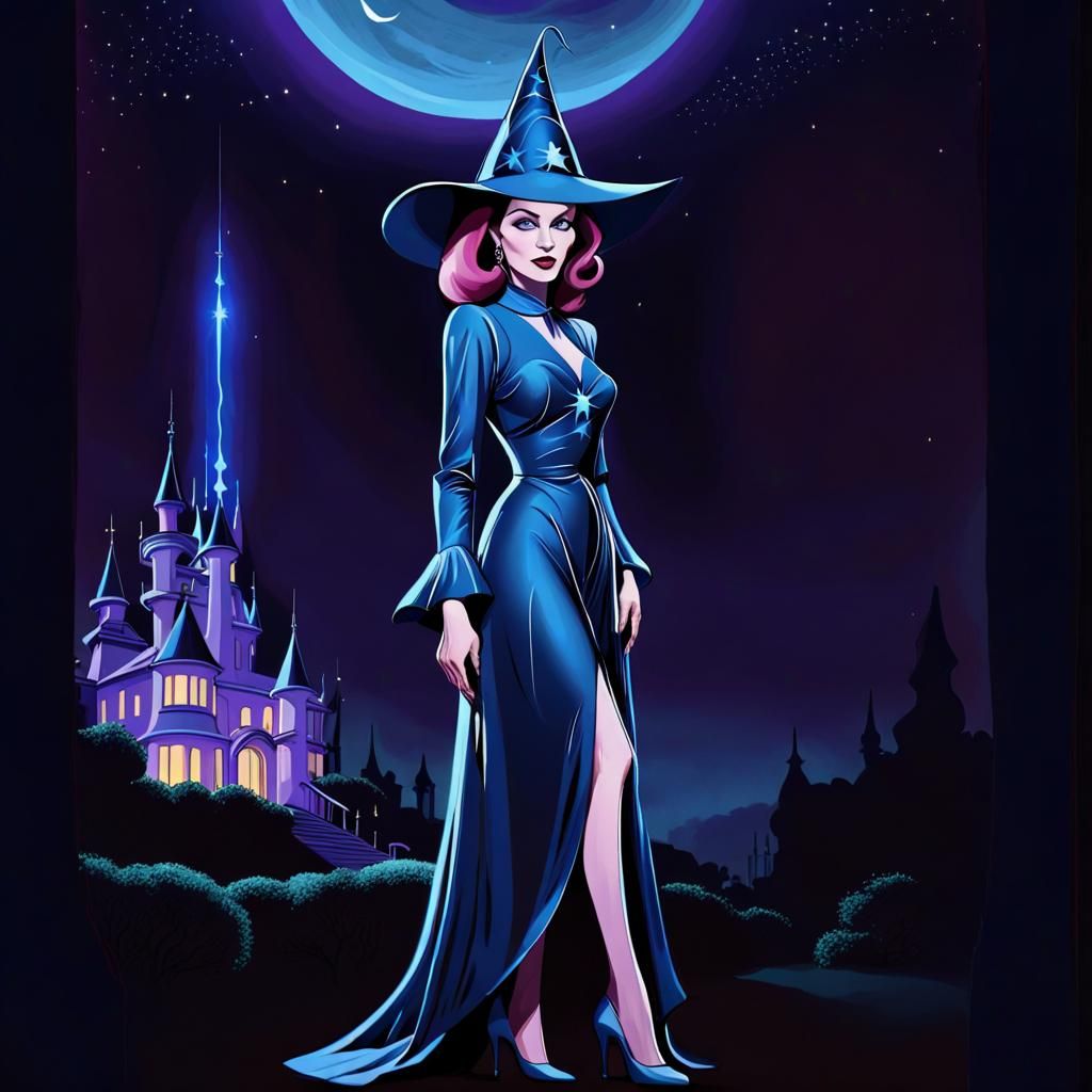 Futuristic Fantasy Witch in Mystical Palace
