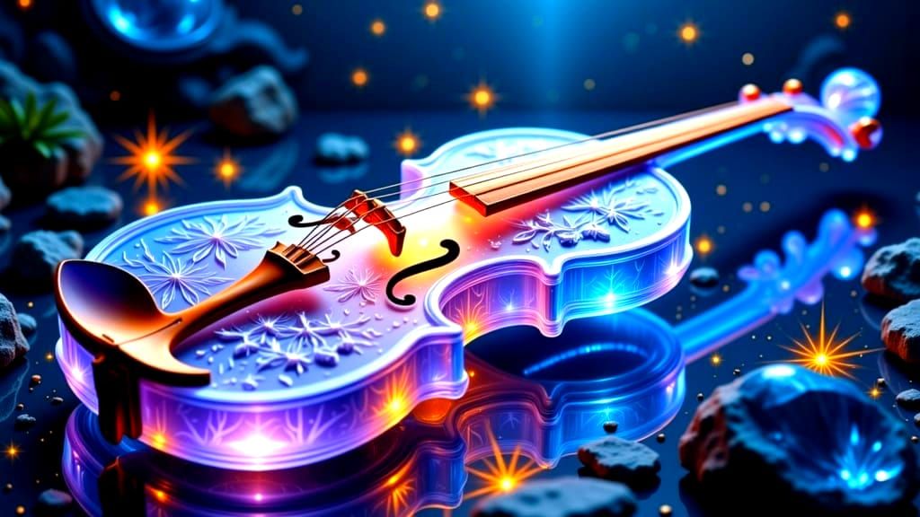 Crystal Violin Shines with Refracted Light