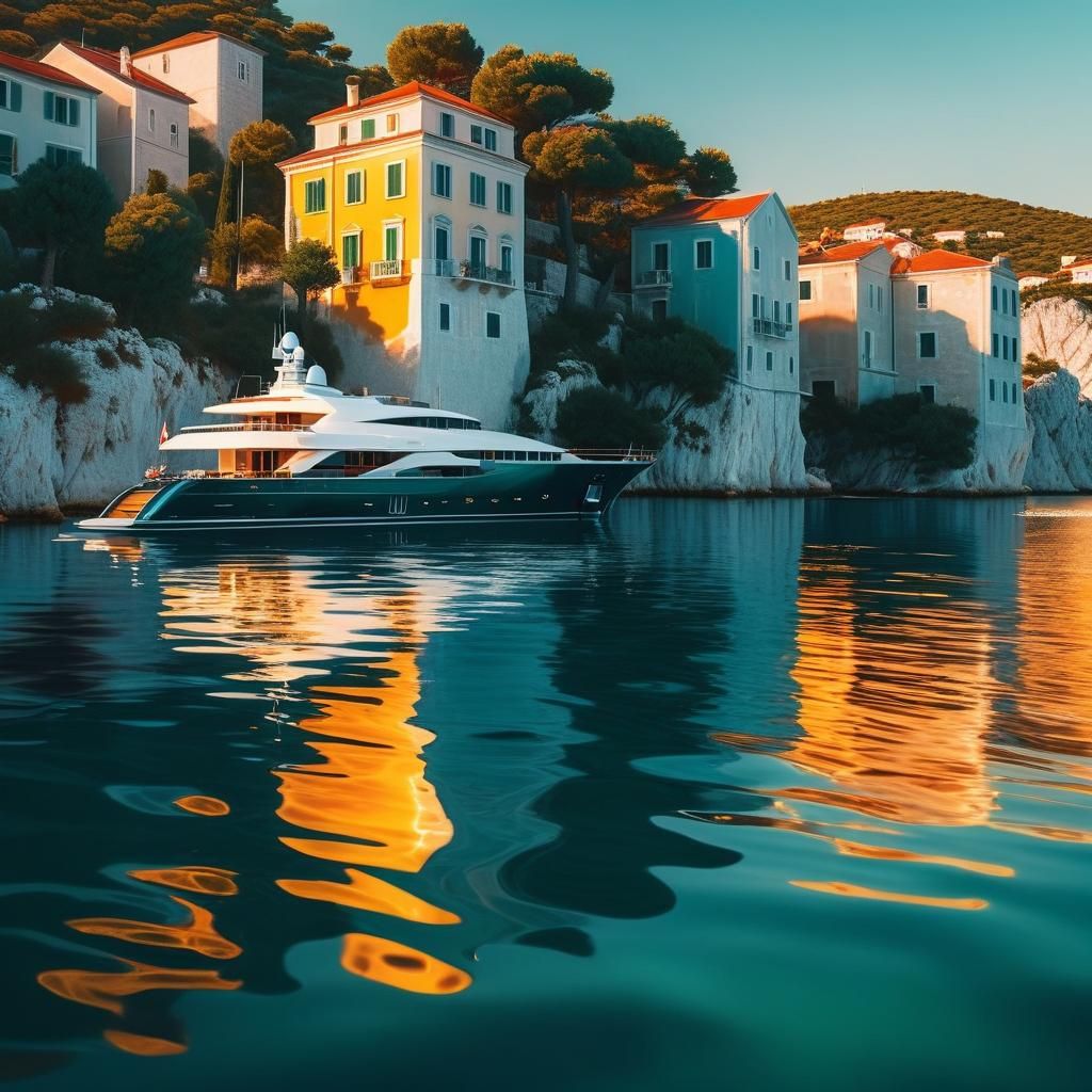 Luxury Yachting in Adriatic: Surreal Oil Painting