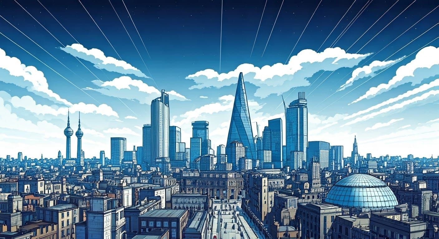 London Cityscape with Iconic Buildings and Hidden Time Machi...