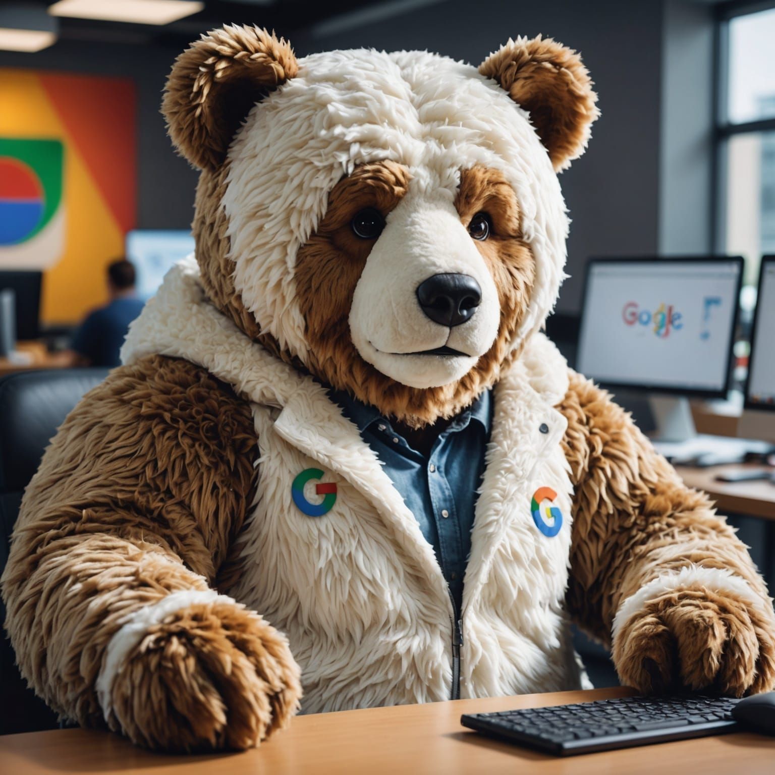 Teddy Bear Programmer at Google, Hyperrealistic Art