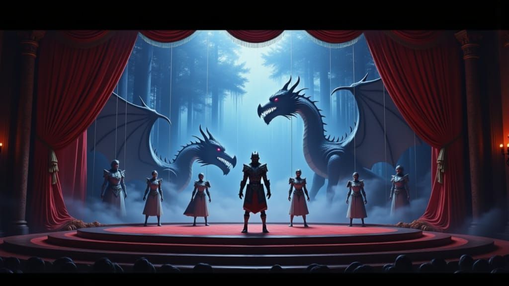 Mystical Dragon and Knight Shadow Puppet Theater