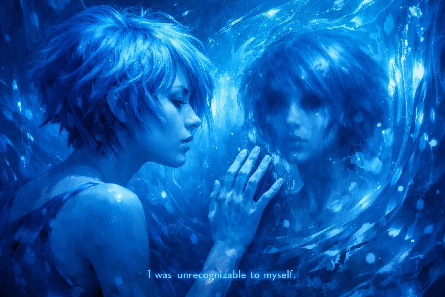 Surreal Blue Portrait of an Unrecognizable Woman