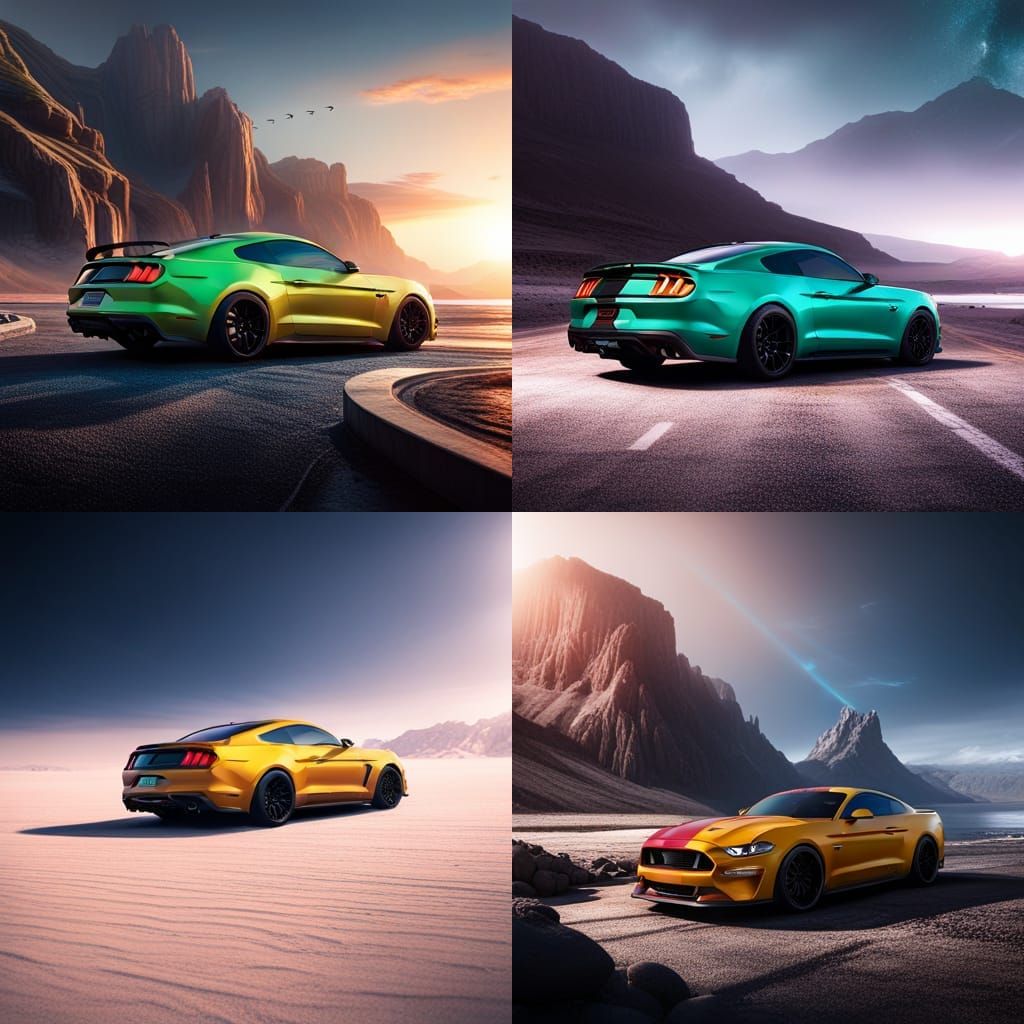Ford Mustang: Detailed Matte Painting in 8k