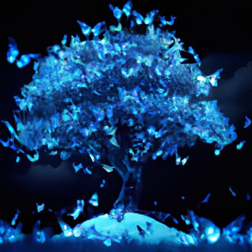 Glowing Blue Butterfly Tree: Fantasy Concept Art
