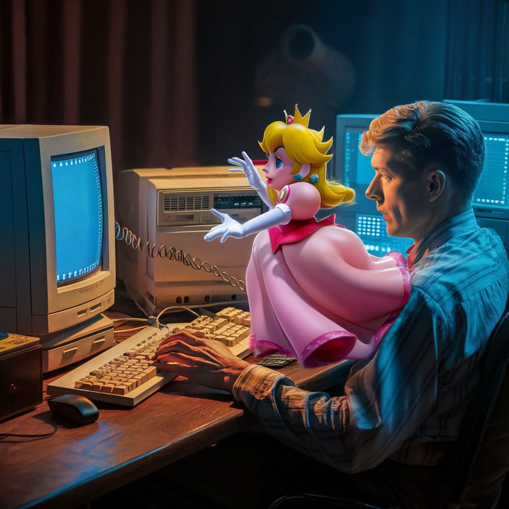 Princess Peach is going for the screen.