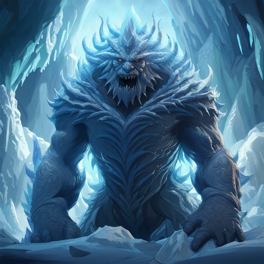 Hyperdetailed Ice Monster Concept Art in 8K