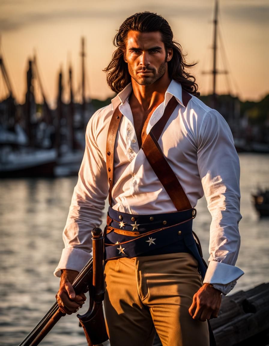 Handsome Man at Boston Harbor During Independence War
