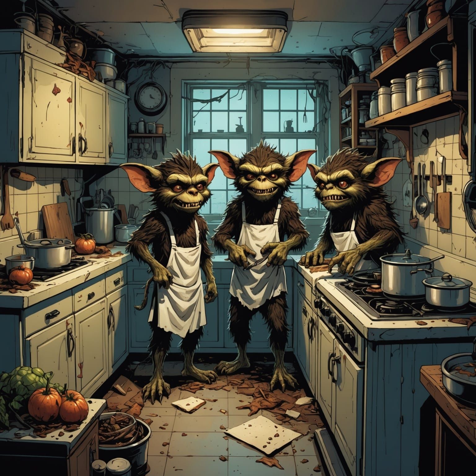 Hairy Gremlins Cause Horror in Ransacked Kitchen