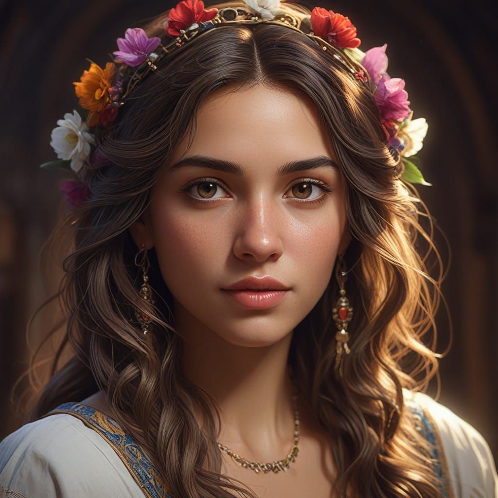 Spanish Woman Portrait in Art Nouveau Style