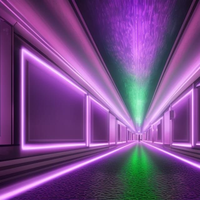 Endless Neon Hallway in 8K Resolution