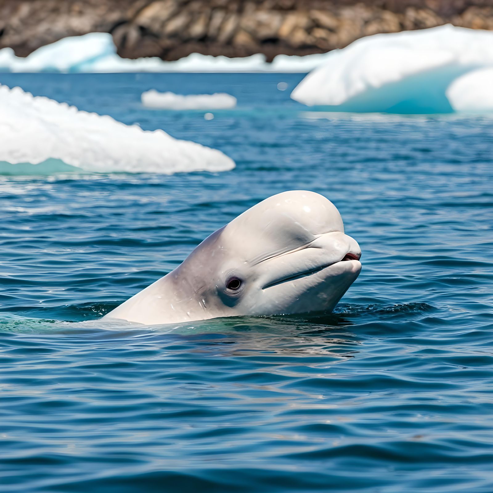 Beluga Whale Swimming in the Arctic Wild