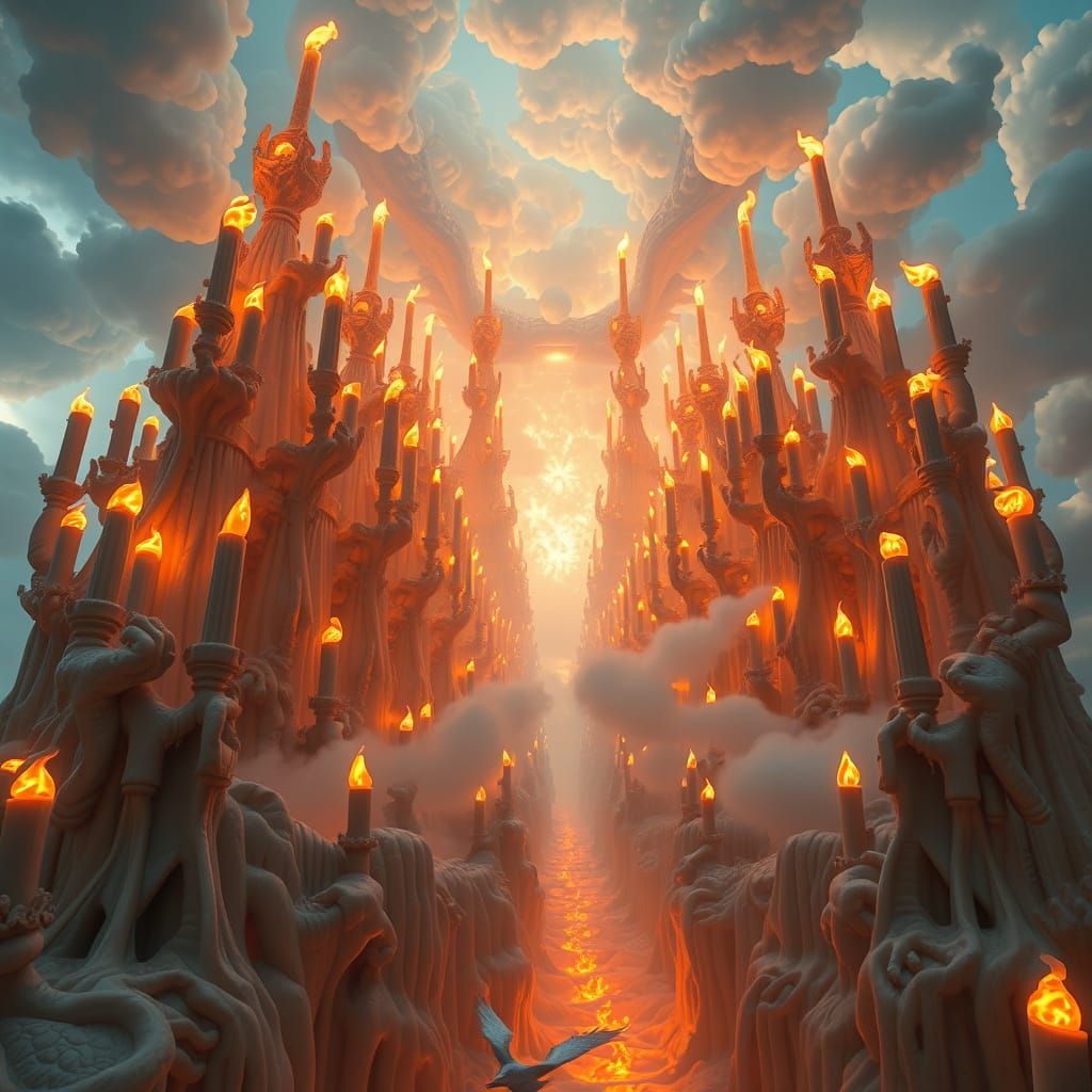Colossal Wax Cathedral with Ephemeral Flames