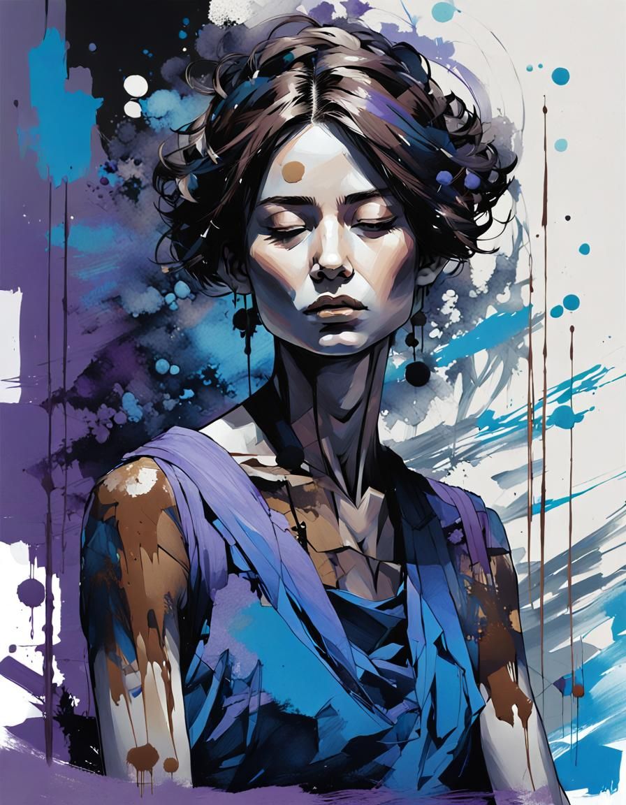 Meditating Woman in Radiance, Digital Art Style