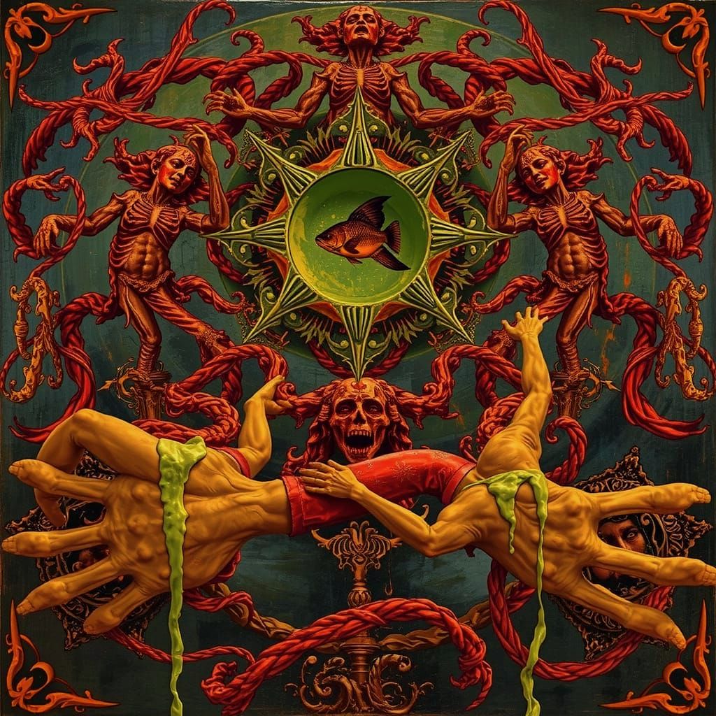 Expressive Sculpture of Glory in Dense Forest