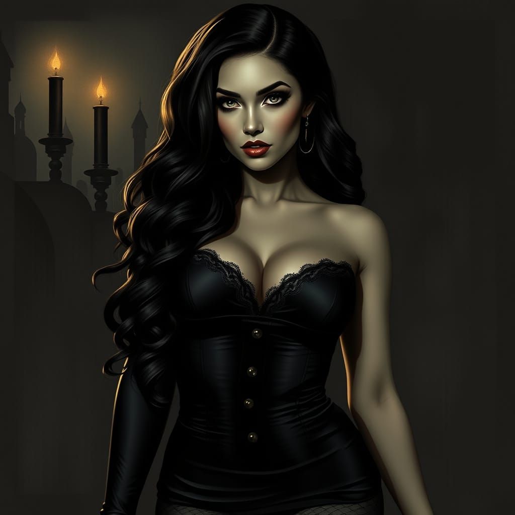 Voluptuous Gothic Woman in American Style