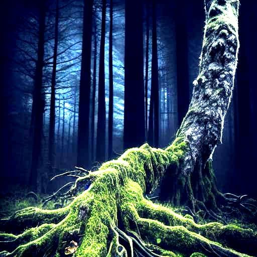 Ancient Dead Forest with Lush Green Growth