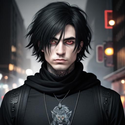 Goth Man with Owl in Demolition Factory