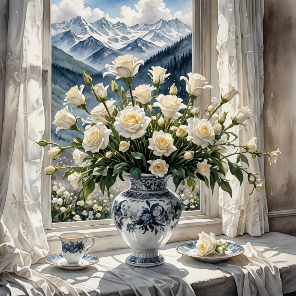 vase with white flowers