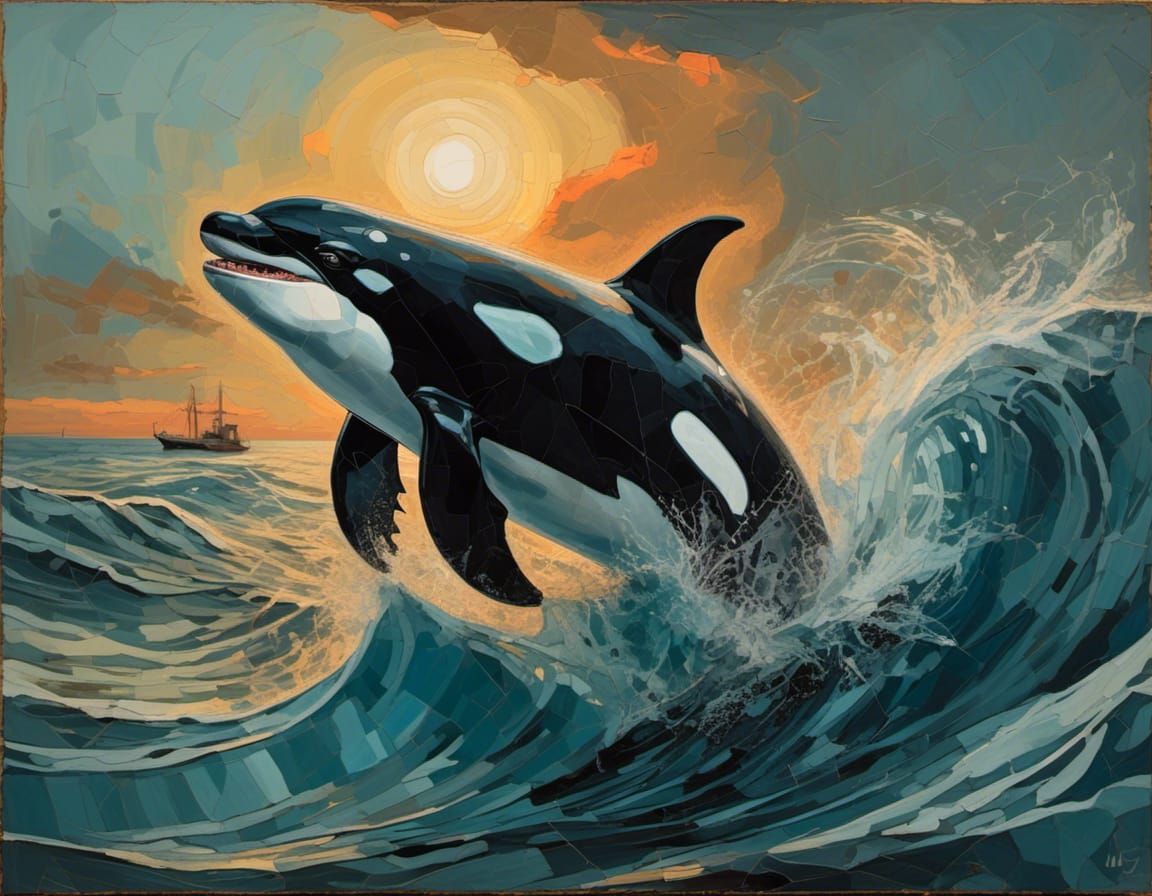 Orca Cresting the Waves