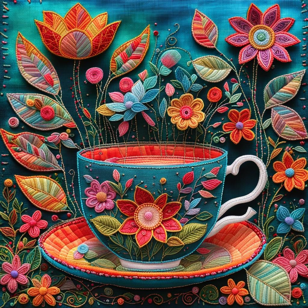 Garden in Teacup: Surreal Textile Art