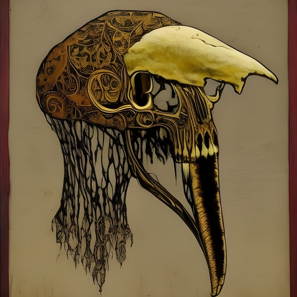 Elephant Skull Morphing Into Man: Mixed Media Portrait