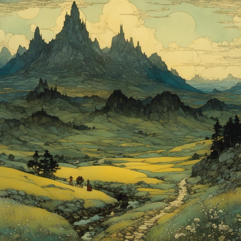 Dreamlike Landscape in Illustrative Fantasy Style