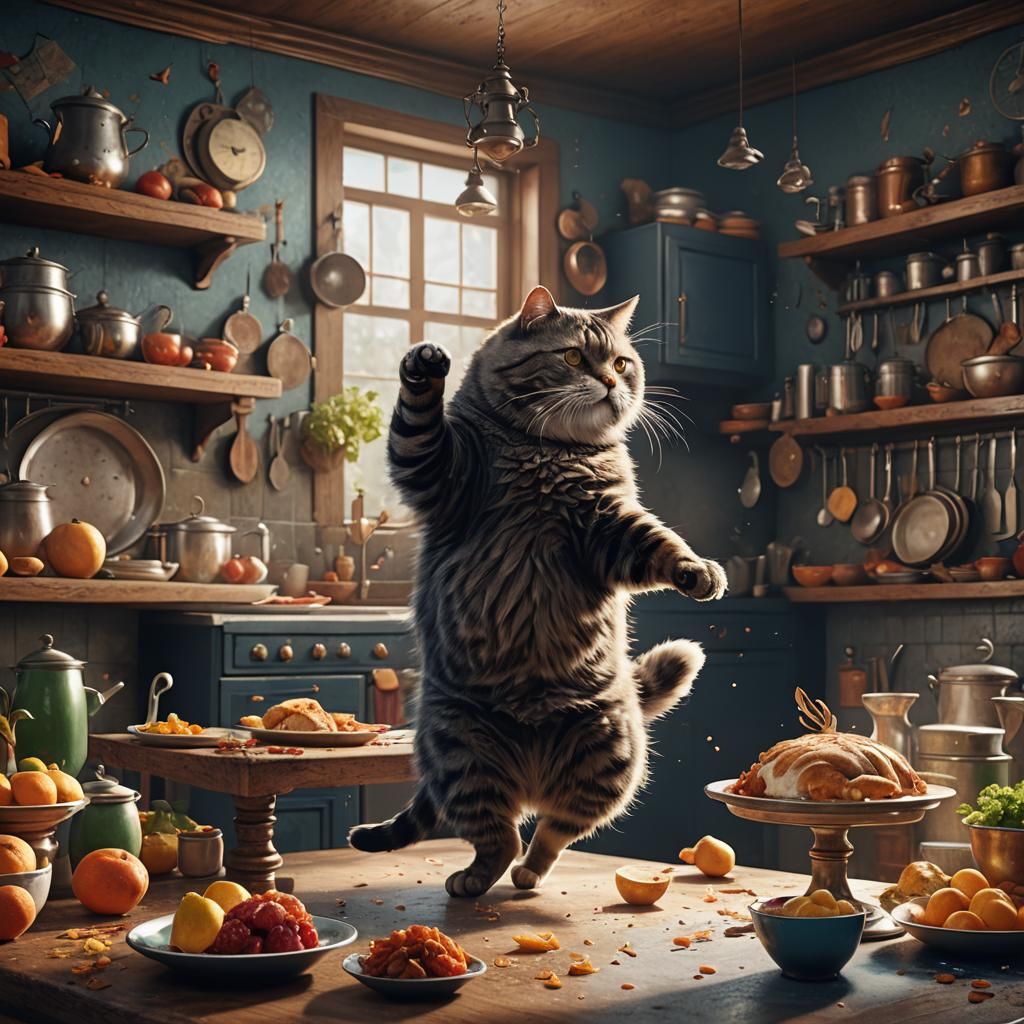 Fat Cat Dancing: Detailed Matte Painting