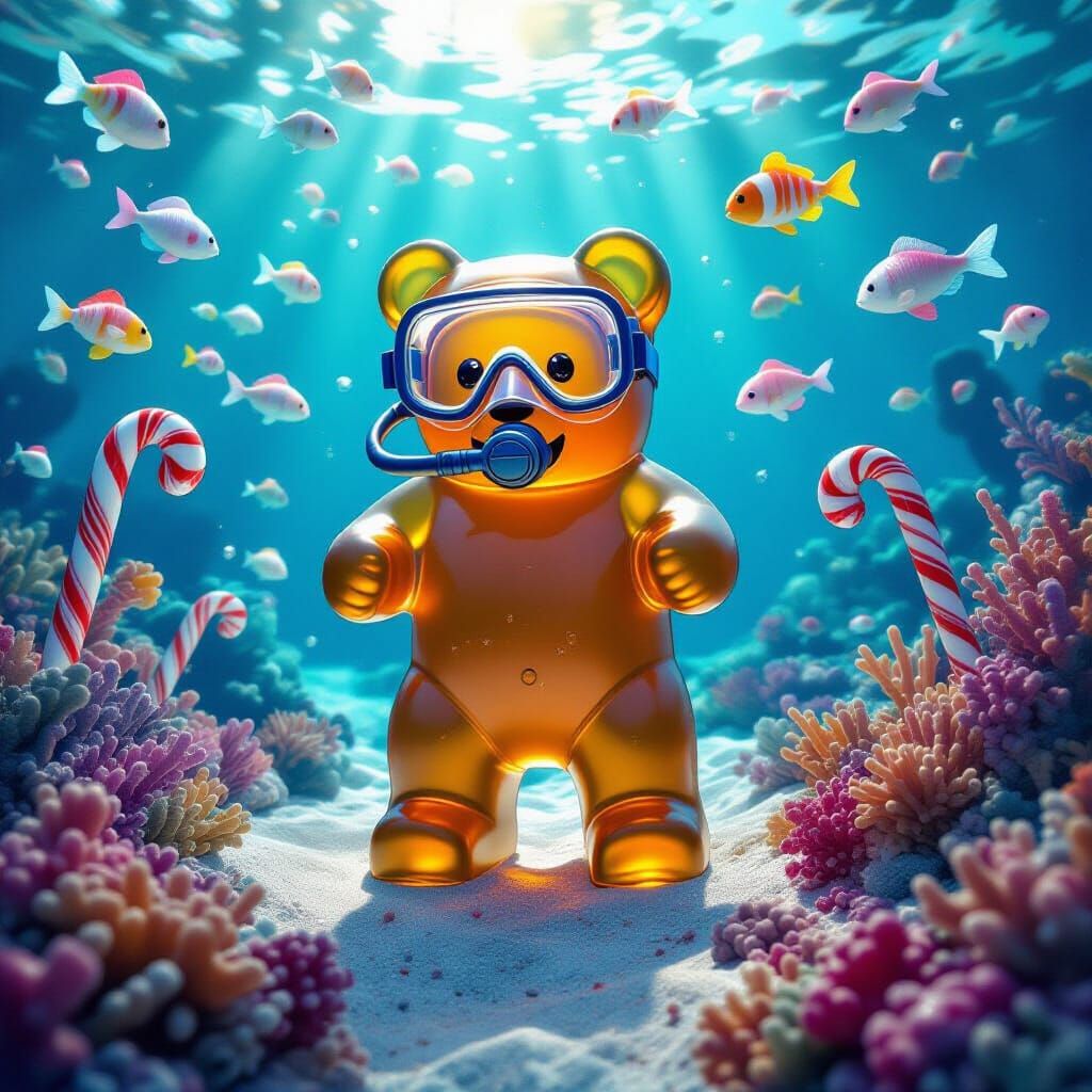 Gummy Bear's Candy Reef Adventure in Hyperrealism