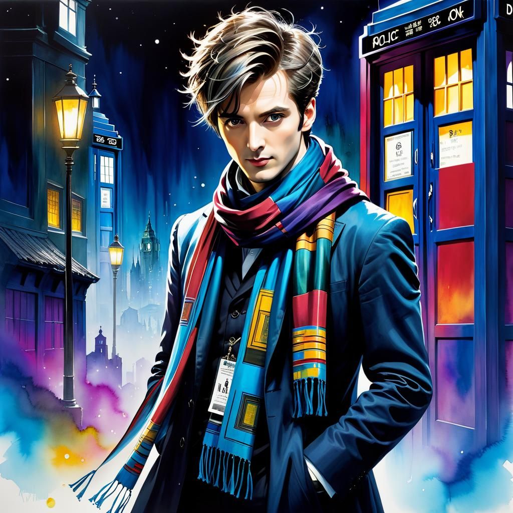 Cyberpunk Dr. Who with Long Scarf