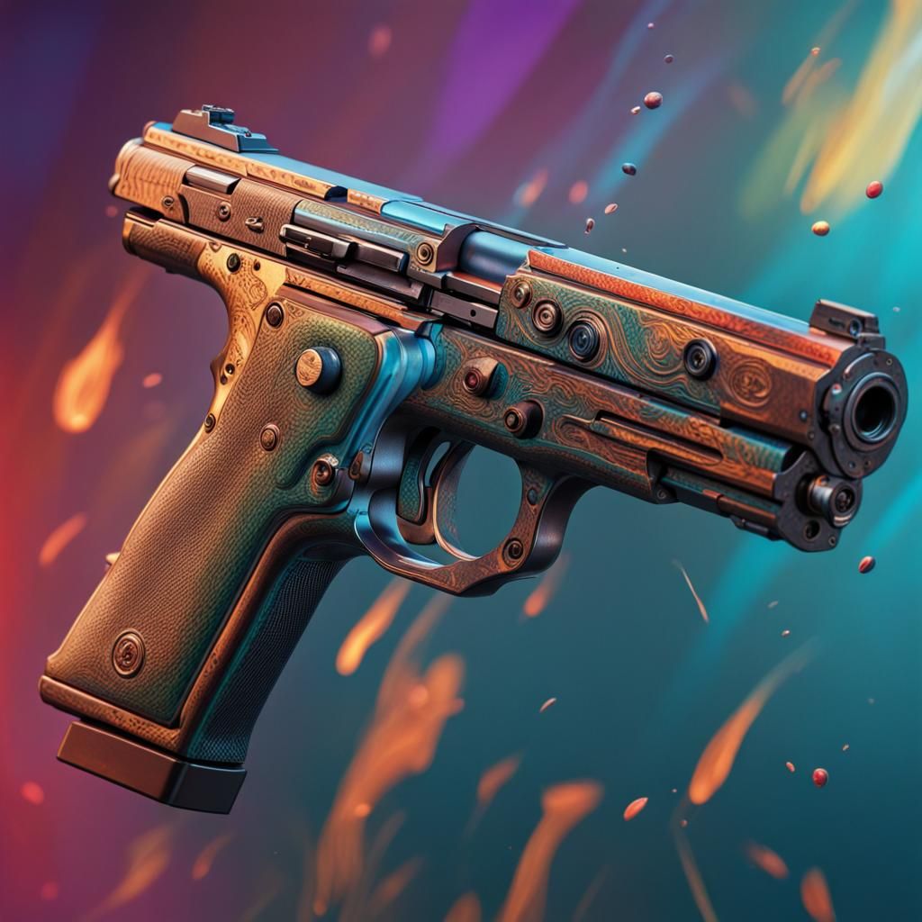 Hyperrealistic Fired Gun in Splash Art Style