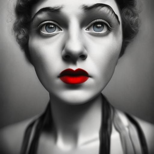 Silent Movie Star Portrait in Vibrant Color