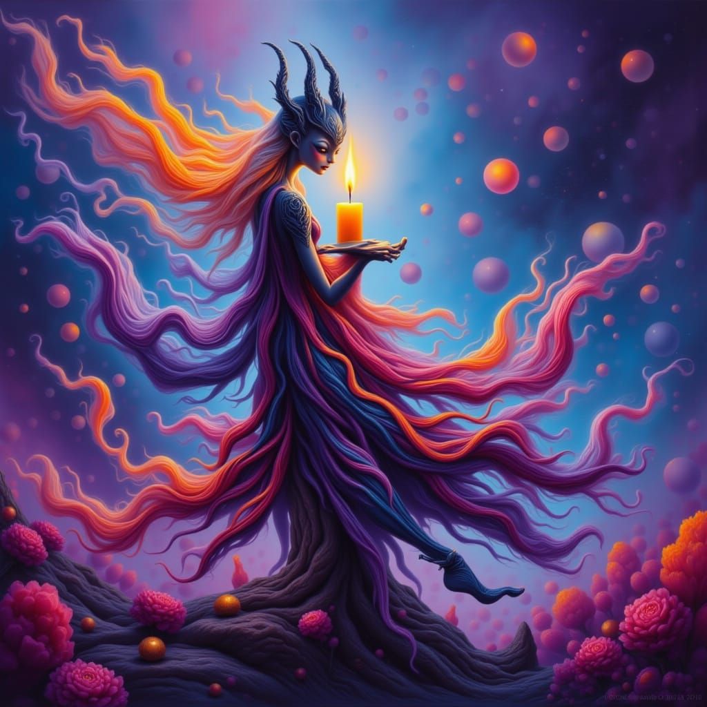 Celestial Candle Alien Drifting Through Space