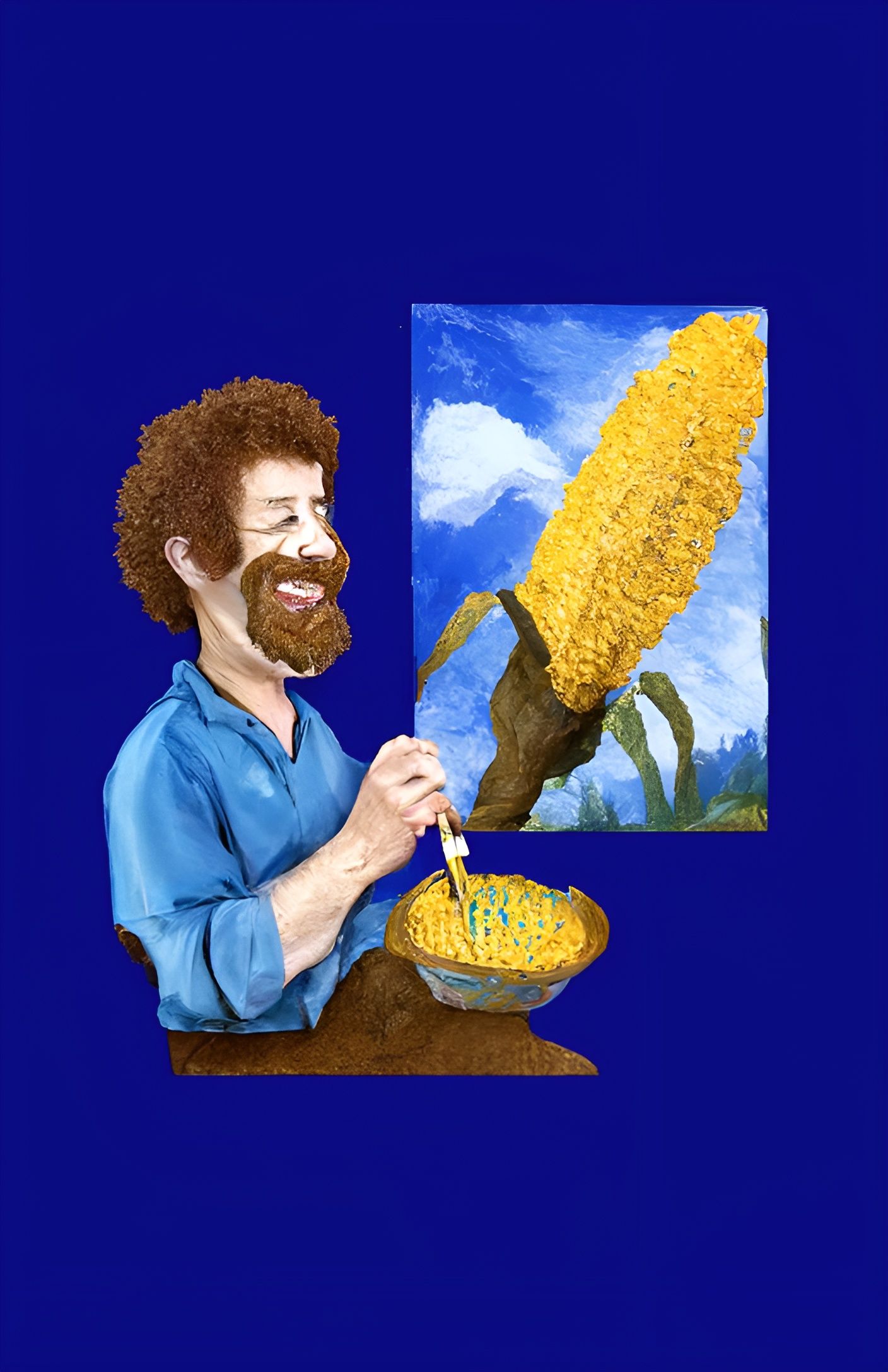 Corncob Painted with Liquid, Oil Painting