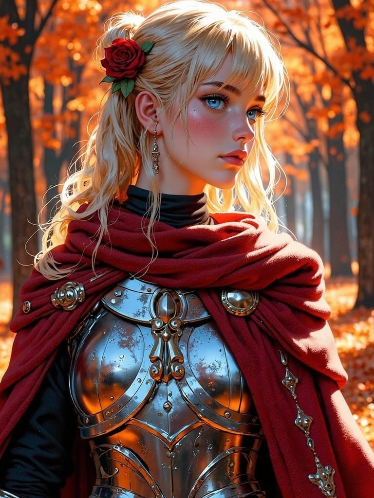 Elegant Knight in Autumn Bloom