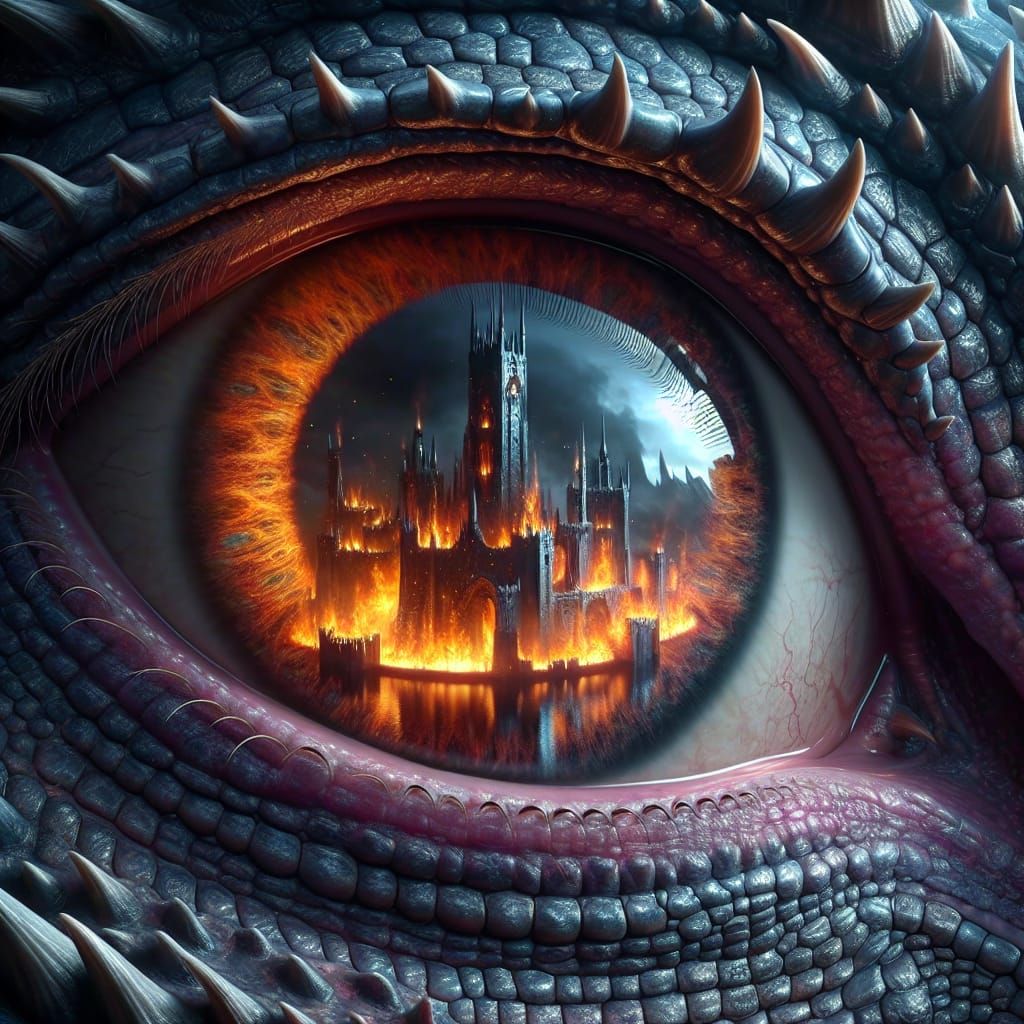 Dragon's Eye Reflects Castle Inferno in Iridescent Glory