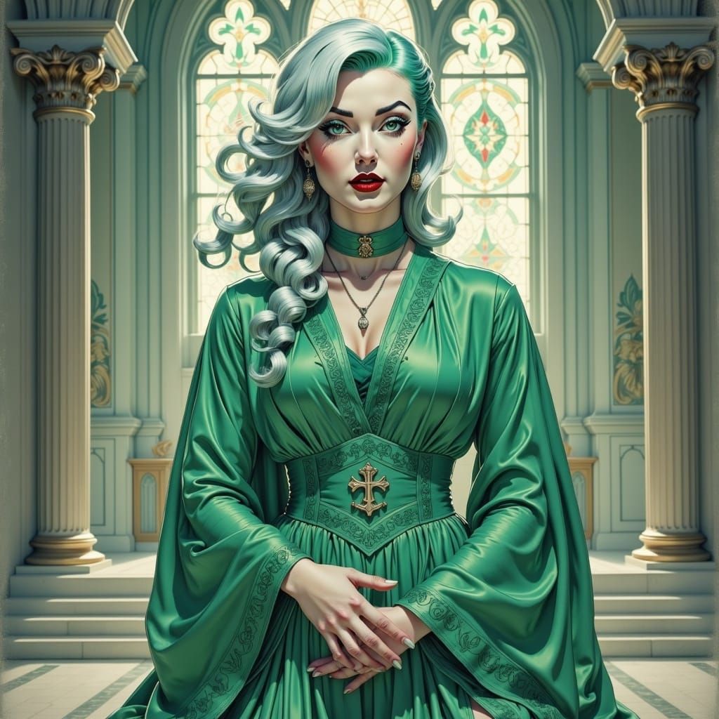 Mystical Bishop Portrait in 4K Anime Style