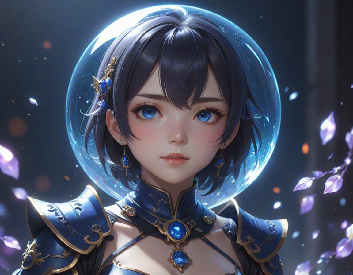 Glowing Sapphire Orb in Anime Style