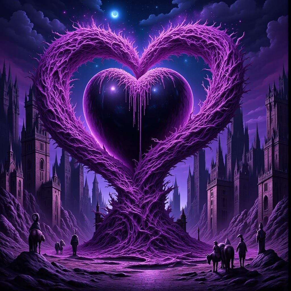 Psychedelic Heart Overflowing with Love in Neon Style