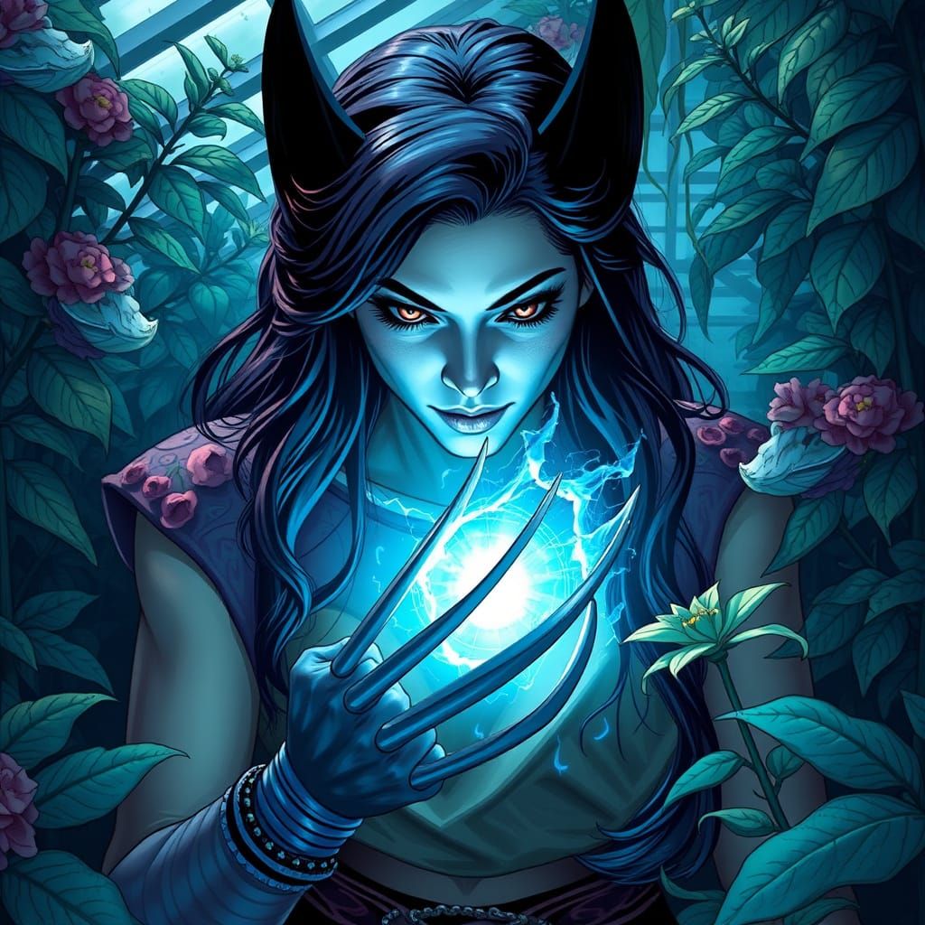 Woman in Greenhouse: Peaceful Ethereal Close-Up