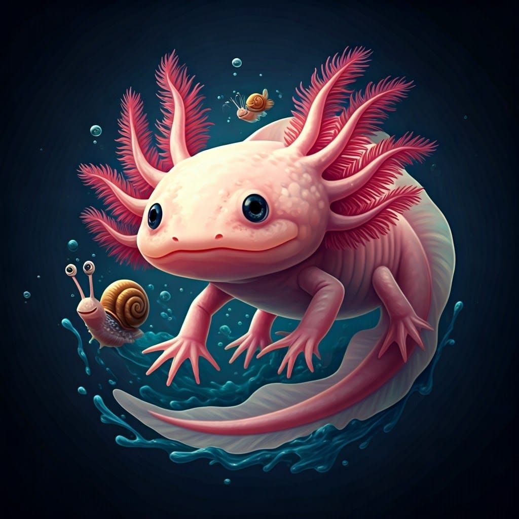 Baby Pink Axolotl and Cartoon Friends: Splash Art