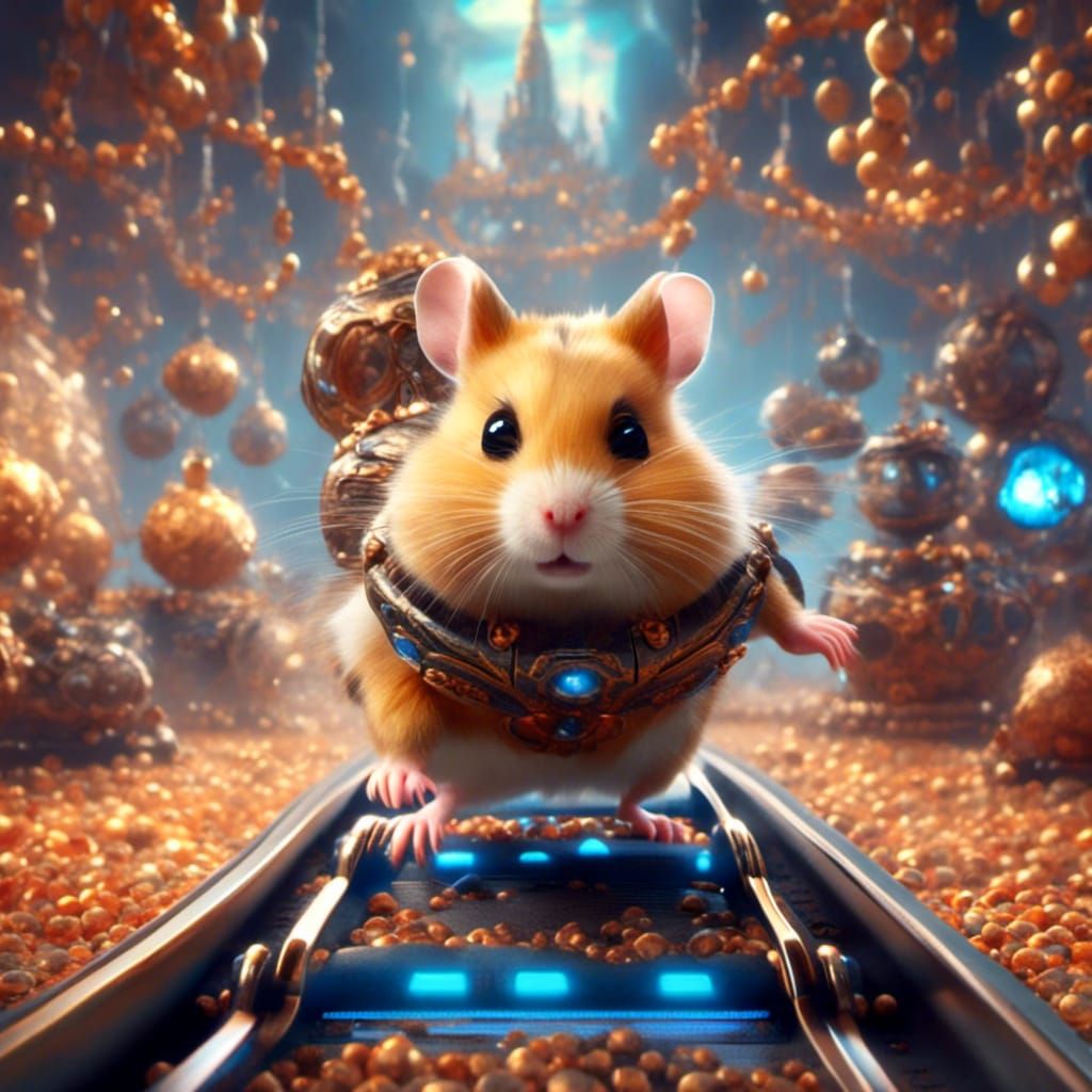 Baby Hamster Runs Treadmill: Hyperreal Digital Art
