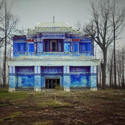 Abandoned Temple Ruins in Mixed Media Style