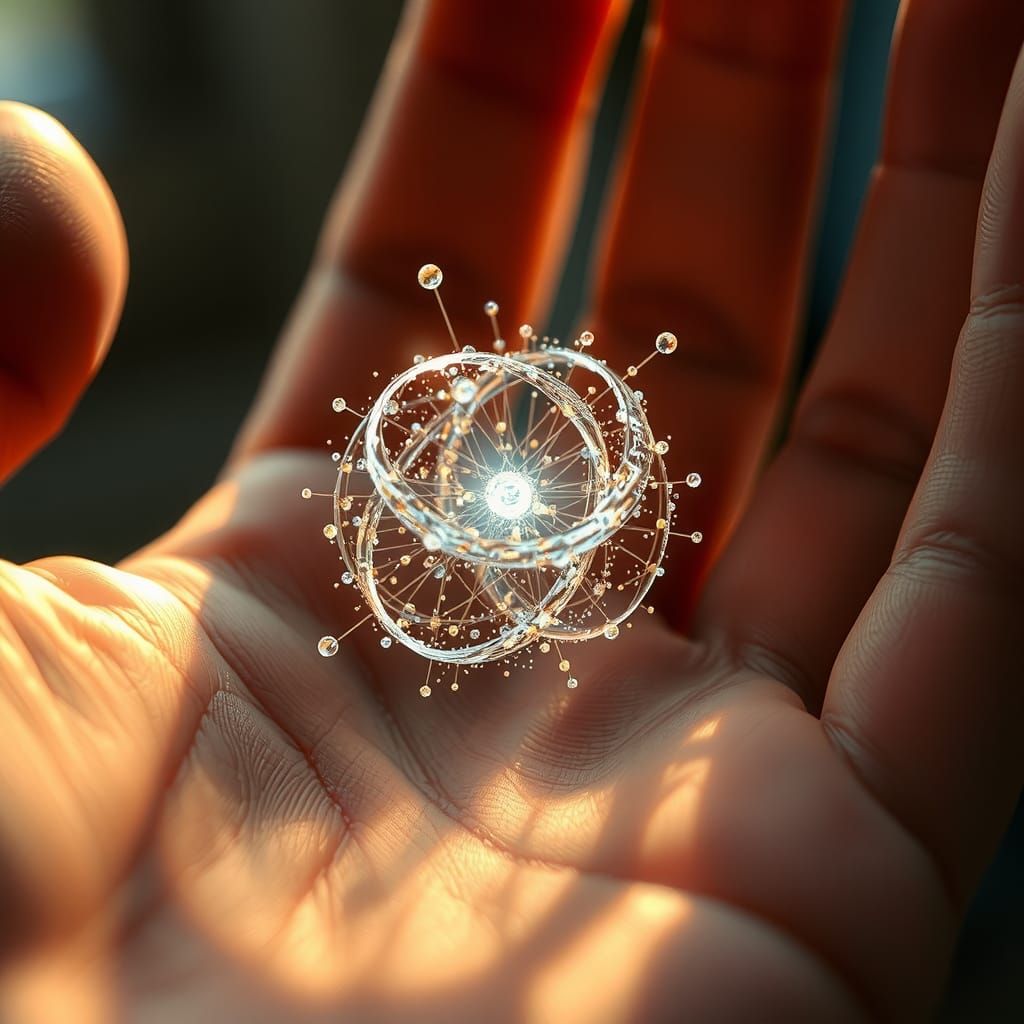 Ethereal God Particle in Hand: Hyperrealistic HDR