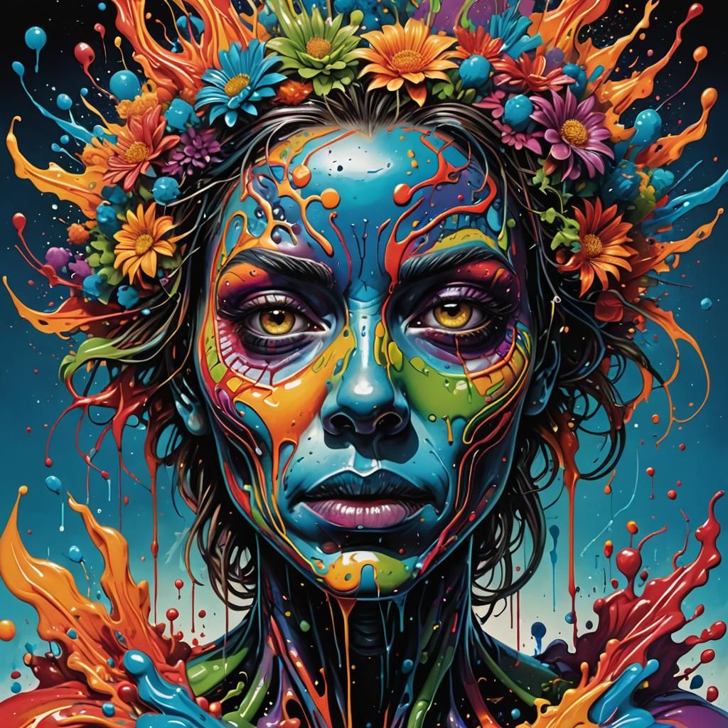 Graffiti Woman with Alien Flora in Juxtapoz Style