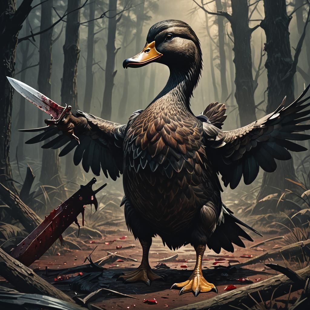 Dark Fantasy Duck with Bloody Knife
