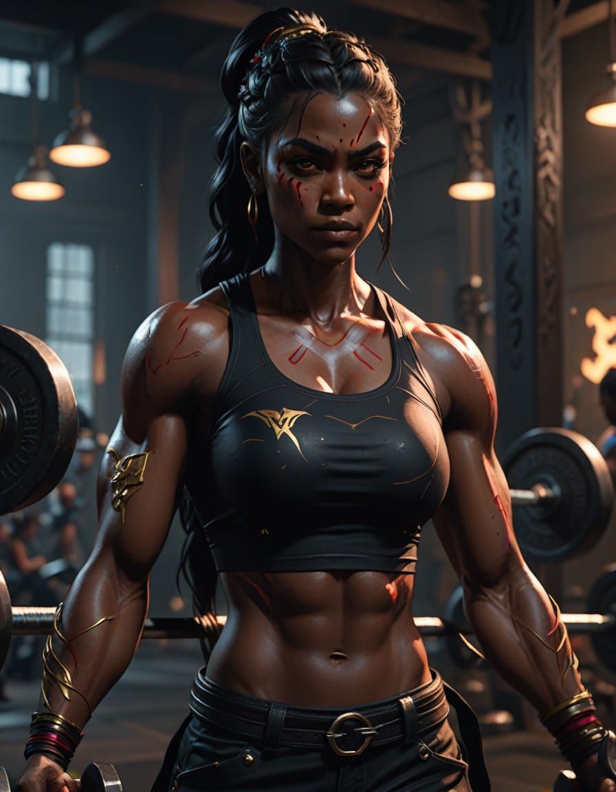 Hyper-Realistic Anime Vampire in the Gym