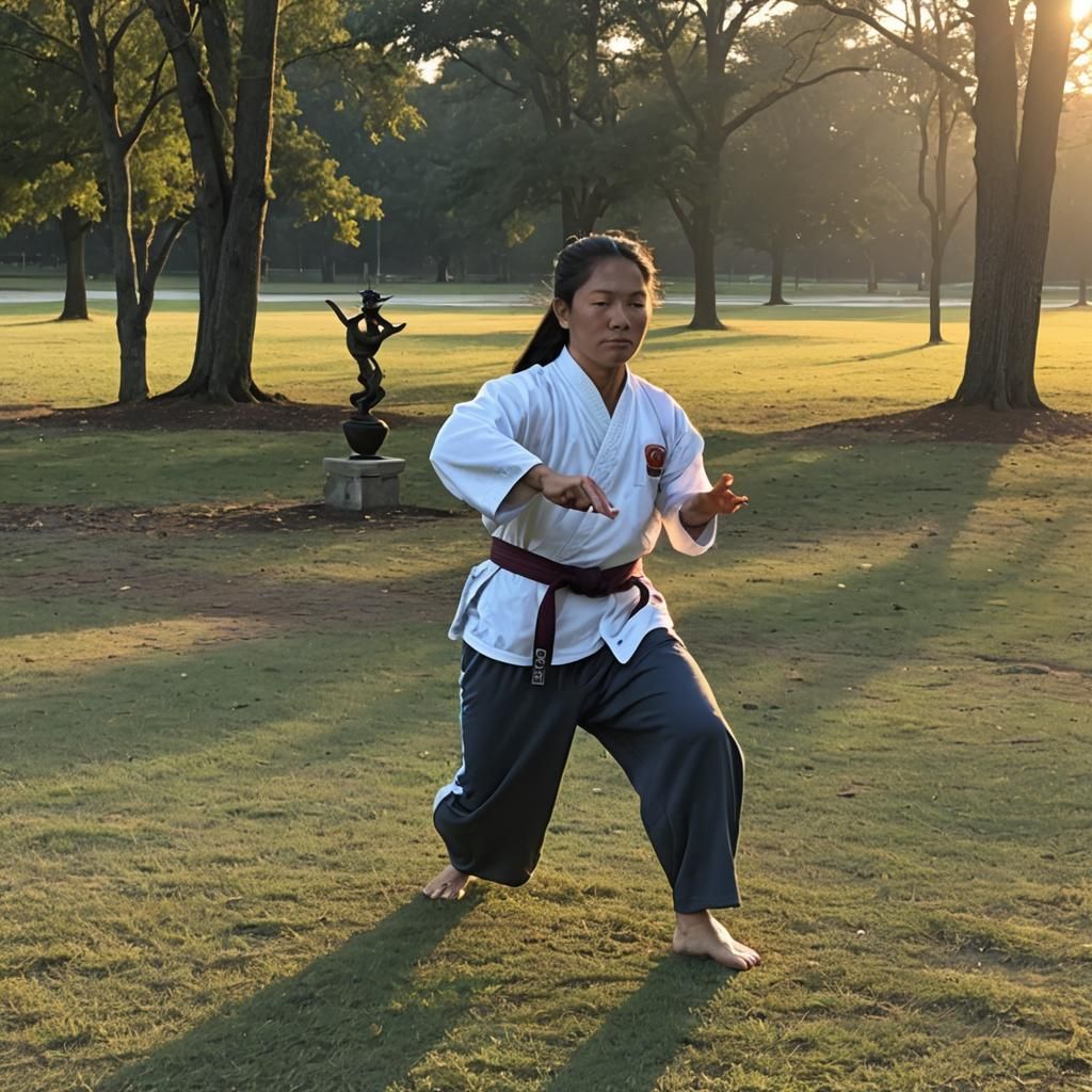 Tai Chi Master at Daybreak Practicing Tai Chi