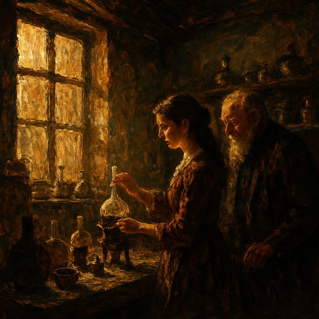 18th Century Alchemist's Studio as Impasto Oil Painting