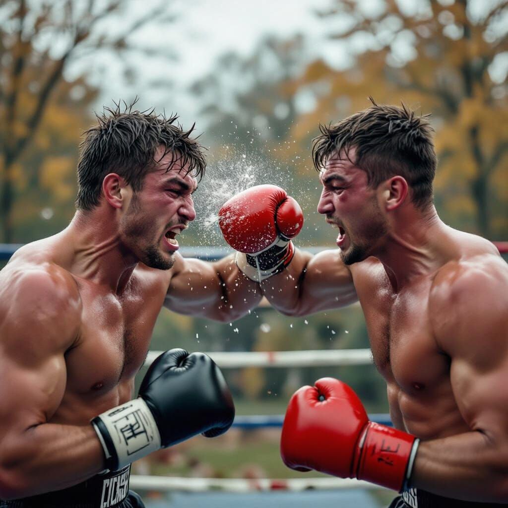 Autumn Boxing Match Dramatic Cinematic Fight Scene